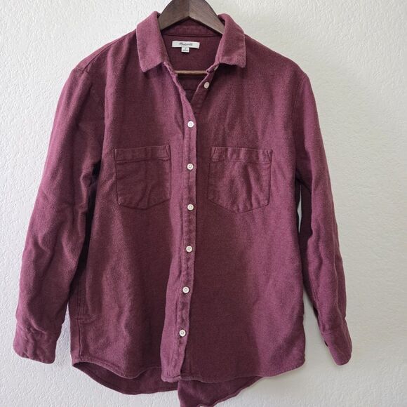 Madewell Flannel Sunday Shirt Light Burgundy Medium Oversized Buttonup - Picture 1 of 7